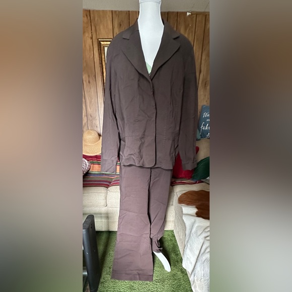 EUC Lane Bryant Brown STRETCHY Fitted Suit Jacket with Hook & Eye Closure, Sz 26 - Picture 3 of 13